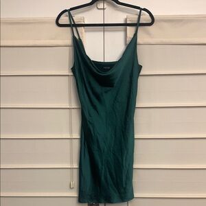 NBD Green Satin Slip Dress